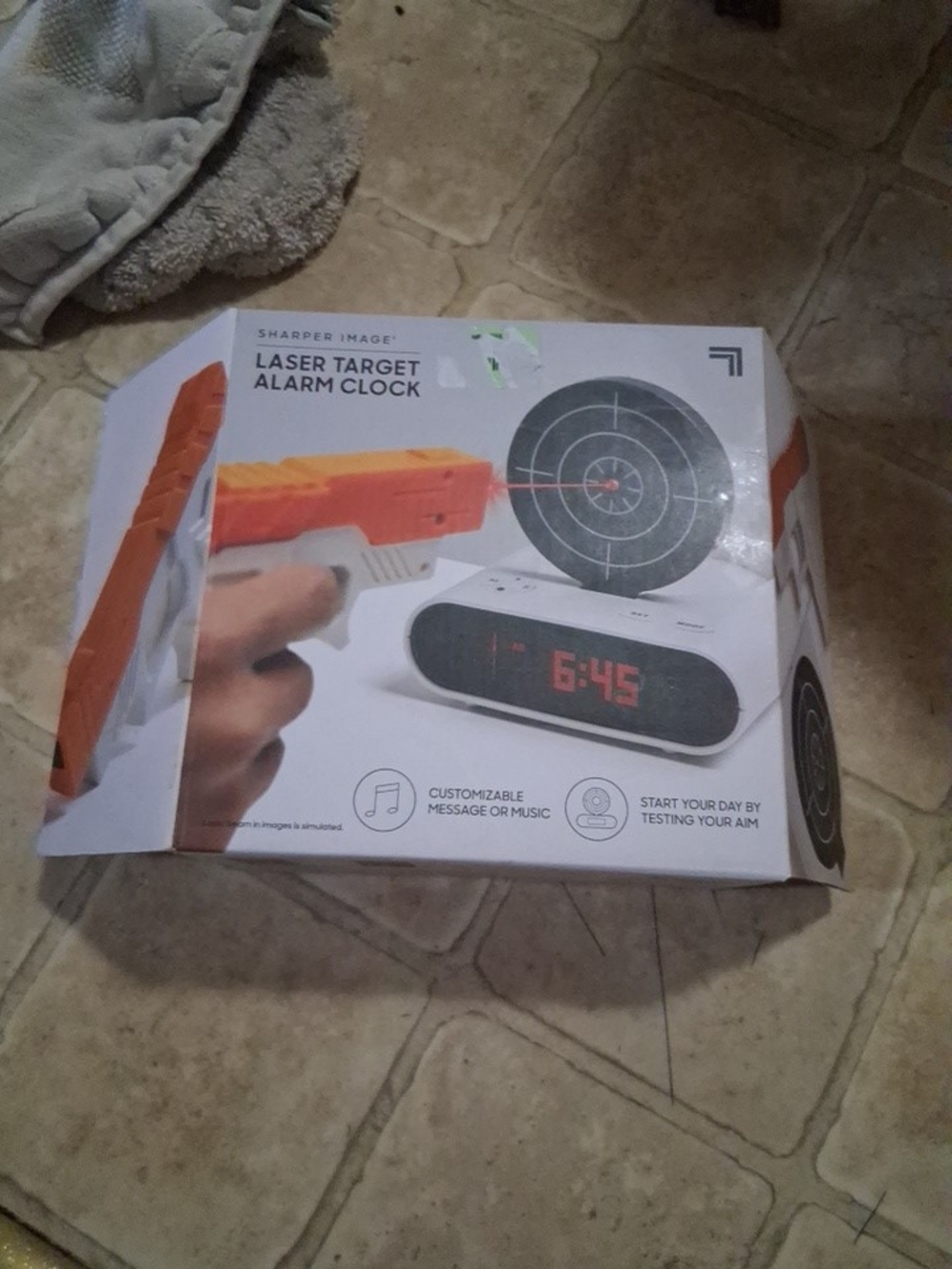 Sharper Image Orange and White Laser Target Alarm Clock